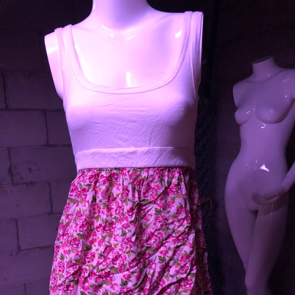 White and Floral Printed Dress